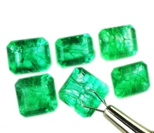 Impresionante lote de piedras preciosas sueltas corte esmeralda verde natural 49,15 quilates certificado - Imagen 1 de 3