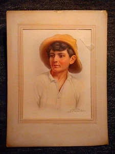 Antonio Enrico Fiorentino (1894-1962) Portrait of Young Boy Print Of Watercolor - Bild 1 von 11