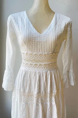 Vintage 1970s Boho Hippy Mexican Wedding Dress Tachi Castillo for Phoenix XX016 - Image 1 of 4