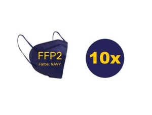 10x Stück - FFP2 Atemschutz Masken NAVY Dunkel Marine Blau für Erwachsene - Bild 1 von 1