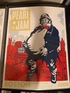 Pearl Jam Poster Boston 2000 Ames Design - Mansfield 8/29-30 Sonic Youth - MINT - Picture 1 of 1