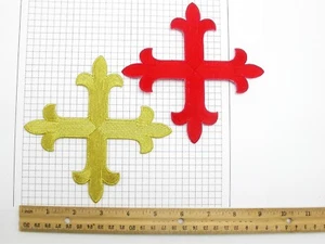 Iron On Patch Applique - Equal Latin Cross Measures 5 5/8" x 5 5/8" (143mm) - Picture 1 of 3