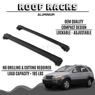 BARRA PORTAEQUIPAJES DE TECHO DE ALUMINIO BLOQUEABLE PARA KIA SORENTO (2003-2009) Foto 1 de 4