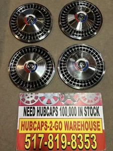 1963 Ford Fairlane New Old Stock 13” Full Hubcaps 4 Red White Blue Never Mounted - Picture 1 of 11