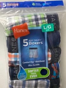 Hanes Jungen Boxershorts 5er Pack Tagless Cool Comfort Flex Bund Größe L - Bild 1 von 4