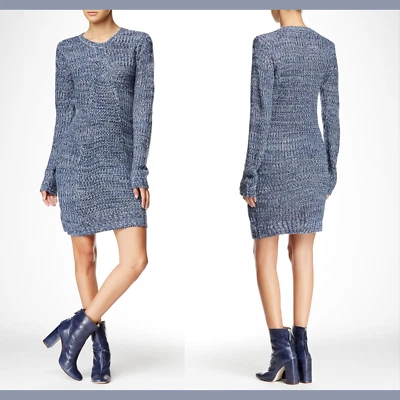 NUEVO CON ETIQUETAS $140 Vestido Suéter Romeo & Juliet Couture Manga Larga Azul [Talla Mediana] E903 Foto 1 de 4