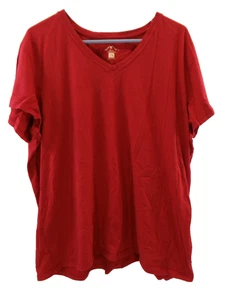 Blue Mountain Women's Relaxed Fit Red T-Shirt Size 2X Soft Short Sleeve - EUC - Picture 1 of 10