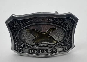 De colección Peters Munición Remington Arma de Fuego Cinturón Hebilla Pato Caza Cazador Años 70 - Imagen 1 de 9