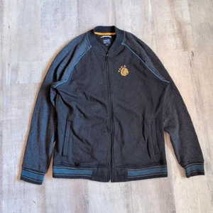 RVCA Jacket Mens XL Slim Fit Black Full Zip Bomber Indian Chief Embroidered - Picture 1 of 6