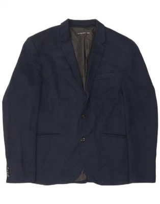 ZARA Mens 2 Button Blazer Jacket UK 42 XL Navy Blue Polyester DI25 - Image 1 of 3