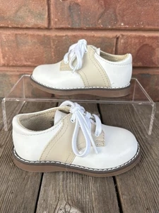 FootMates Saddle Oxford Shoes Cheer 8404 Size 5 Toddler White/Ecru Tan NEW - Picture 1 of 10