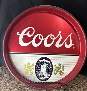 Vintage 1988 COORS BEER 13" Red Round Metal Serving Bar Tray / Made in USA - Picture 1 of 7