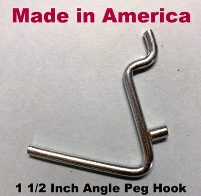 PROCRAFT (100 PACK) Angle 1 1/2" Metal Peg Garage Hanger Hooks. 1/8 to 1/4 Inch Pegboard