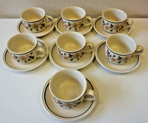 M&S St Michael Autumn Leaves Set of 7 x Coffee Cups & Saucers - Used VGC - Picture 1 of 8