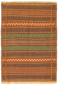 Vintage Hand Woven Carpet 3'4" x 4'11" Traditional Wool Kilim Rug - Picture 1 of 9