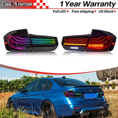 LH+RH RGB LED Tail Lights For 2013-2018 BMW 3-Series F30 F80 Sedan Rear Lights - Image 1 of 4