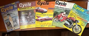 5 Vintage 1965 1966 Clymers Cycle Magazine Lot 1967 Harley Davidson Gyronaut X-1 - Picture 1 of 6