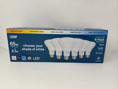FEIT Dimmable LED Flood Light 65W - 5 Color Temps, Uses 8.3w- 6 Pack - Image 1 of 3