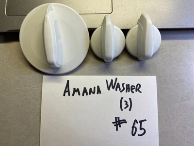 TRES (3) AMANA Lavadora Perillas Blancas ORIGINAL OEM 3 #65 TRES Amana Foto 1 de 4