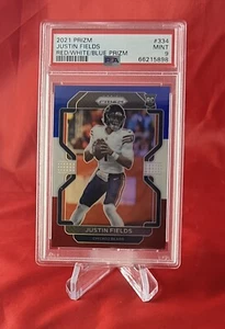 2021 Prizm JUSTIN FIELDS Red White & Blue PSA 9 CHICAGO BEARS ROOKIE QB CLEAN - Picture 1 of 2