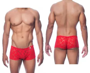 Boxer uomo a vita bassa sexy mutanda in pizzo rosso trasparente slip maschile - Foto 1 di 6
