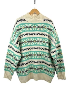 American Eagle Fair Isle Oversize Grobstrick Mock Neck Pullover Neuwertig 90er Gr. L - Bild 1 von 7