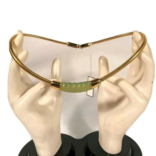 Collana catena stile girocollo Givenchy Bijoux tono oro colore giada verde vintage