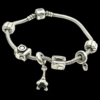 Pandora 6 Charm Bracelet in Sterling Silver 7.5"inch Long - Image 1 of 4