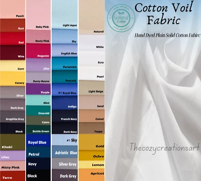 WHOLESALE LOT Plain Solid Cotton Voile Fabric 44 inch Width DIY Craft Material - Image 1 of 4