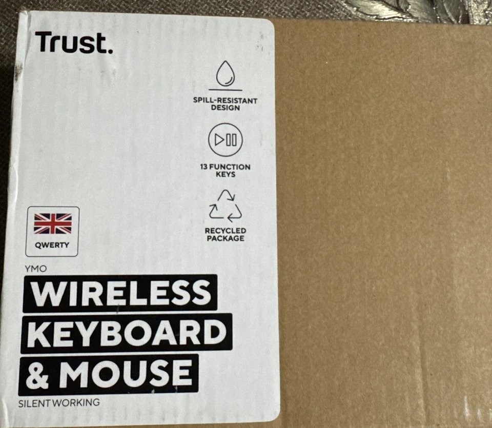 Trust Ymo Wireless Keyboard and Mouse Set, QWERTY UK Layout, Silent Keys - Image 1 of 1