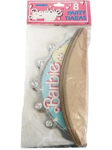 TIARAS DE PAPEL DE FIESTA BARBIE DE COLECCIÓN (8) Favores de fiesta de cumpleaños - Imagen 1 de 1