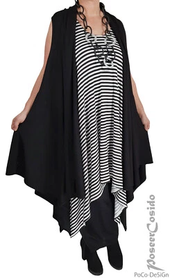 LAGENLOOK Shirt Jacke Weste Mantel schwarz 44 46 48 50 52 54 56 58 L-XL-XXL-XXXL - Bild 1 von 4