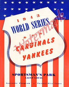 1943 World Series Program Cover Cardinals vs Yankees REPRINT Color 8 X 10 Photo - Picture 1 of 1