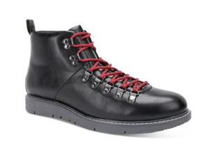 Club Room Men's Lug Boots Faux-Leather Lace Up Black Size 10 M - Picture 1 of 13