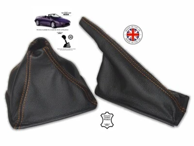 Polaina de freno de mano Gear para Lotus Elan M100 S1 1989-1995 cuero puntada naranja - Imagen 1 de 4