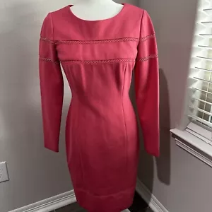 Antonio Melani Coral Pink Long Sleeve Career Pencil Dress Womens Size 4 - Picture 1 of 9