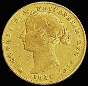 1867 S GOLD AUSTRALIA SOVEREIGN YOUNG HEAD COIN SYDNEY MINT - Picture 1 of 2