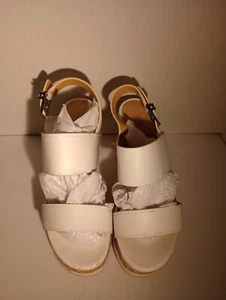 Michael Kors Women's Size 6M Shoes White Brown Strappy Wedge Platform Sandals - Picture 1 of 10