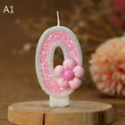 3D Number Cake Decorating Candles Glitter Pink Bow Digital Candles Cake Toppe Wa
