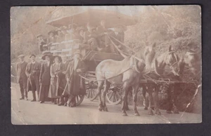 Social History 3 horse charabanc passengers and crew + horn .. nice but FAULTS - Picture 1 of 2