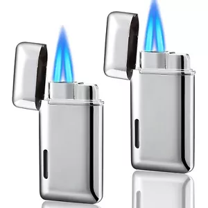 2-Pack Mini Butane Torch Lighter Refillable with Visible Window Double Flame - Picture 1 of 5
