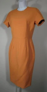 VICTORIA BECKHAM Arancione Misto Lana Manica Corta Manica Esposizione Indietro Zip Midi... - Foto 1 di 5