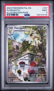 PSA 9 MINT 2023 Pokemon Paldea Evoluto FLORAGATO #197 Illustrazione Rara - Foto 1 di 2