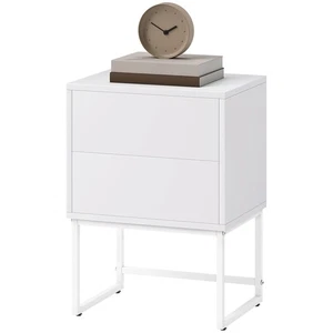 HOMCOM Comodino 2 Cassetti Moderno con Apertura a Pressione 40x30x50cm Bianco - Foto 1 di 10