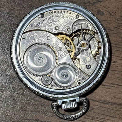 Antique Elgin Grade 303 7j 12s circa 1924 Pocket Watch Illinois Case For Repair - Image 1 of 4
