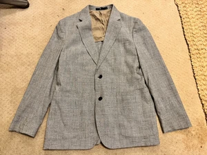 Banana Republic Men's Tailored Slim Fit 42S Grey Plaid Tessuti Italian Jacket - Picture 1 of 4