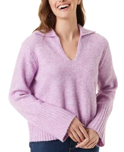 Nuevo con Etiquetas Gloria Vanderbilt Abella Polo Cuello Suéter Mediano Ciruela Melange - Imagen 1 de 6