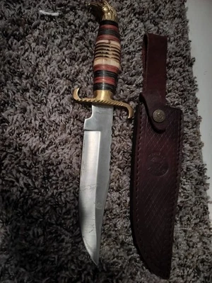 Timber Rattler Eagle Knife Bone Handle Leather Sheath - Image 1 of 4