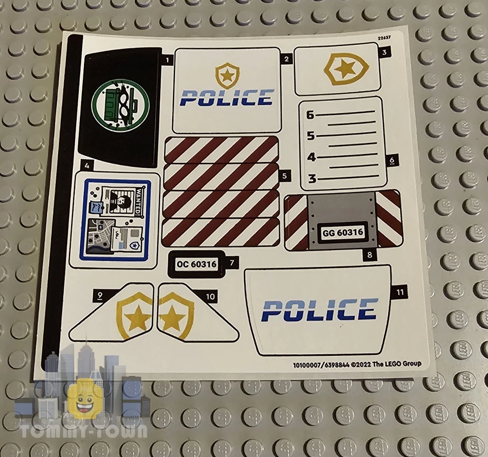 Lego City STICKER SHEET ONLY for Lego set 60316 Police Station