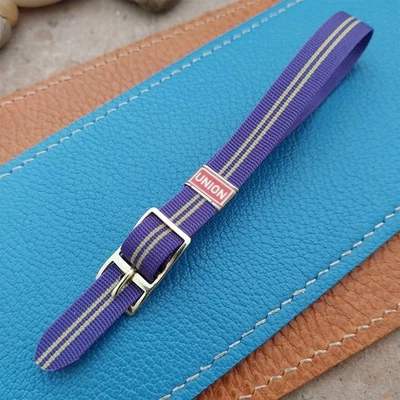 Винтажный 10 мм фиолетовый и зеленый Perlon женщины одиночный проход 1960-х классический ремешок для часов - Изображение 1 из 4